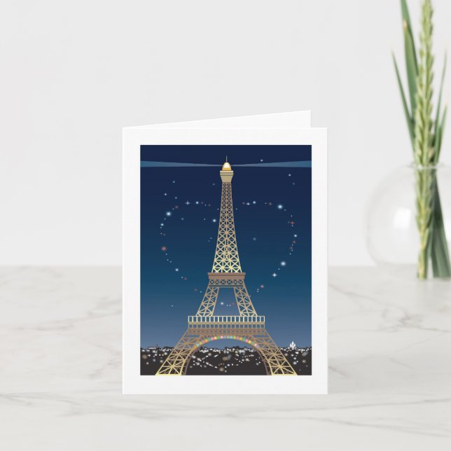 Cartão De Festividades Eiffel Tower Valentine note card (Frente)