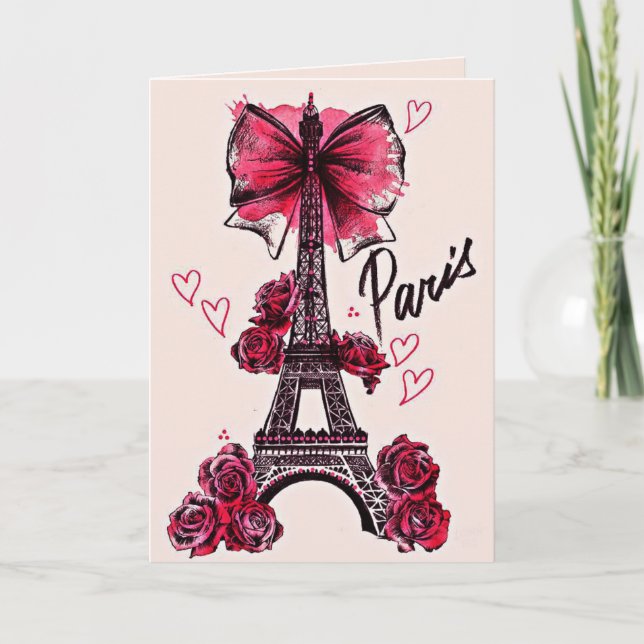 Cartão De Festividades Eiffel Tower Vintage French (Frente)