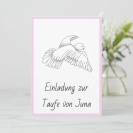 Cartão De Festividades Einladungskarte zur Taufe mit Taubennestas Mädchen