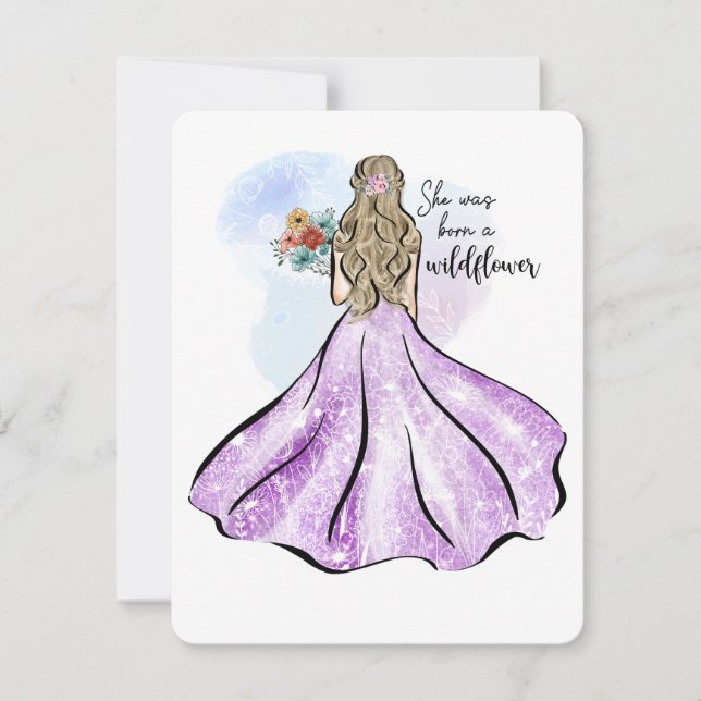 Cartão De Festividades ela era nascer presente positivo de flor silvestre (Frente)