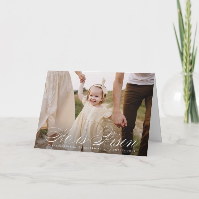 Cartão De Festividades Ele é o Risen Script Páscoa Photo (Frente)