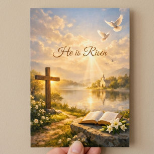Cartão De Festividades Ele Ressuscitou Christian Resurreição de Páscoa Fl
