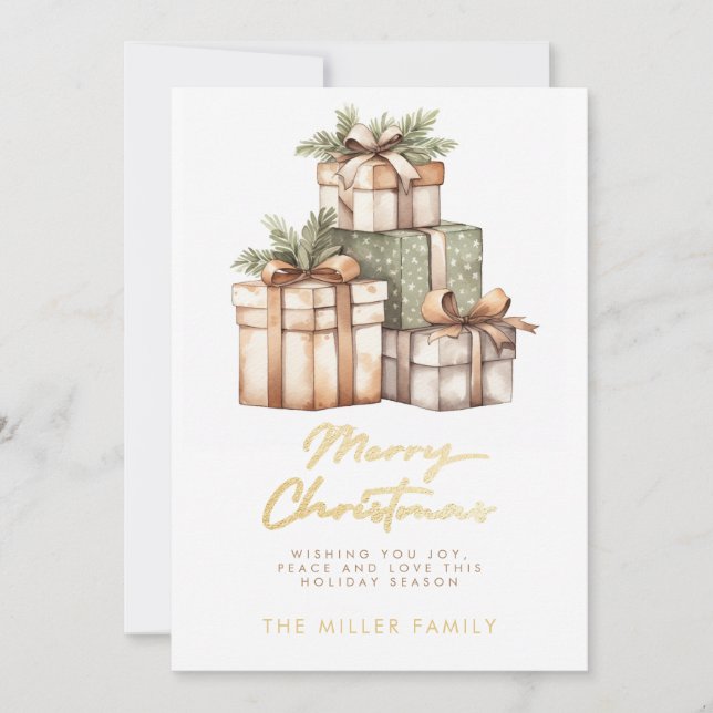 Cartão De Festividades Elefante Branco do Exchange de Presente de Natal (Frente)