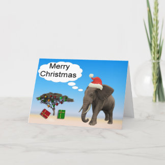 Cartão De Festividades Elefante Natal