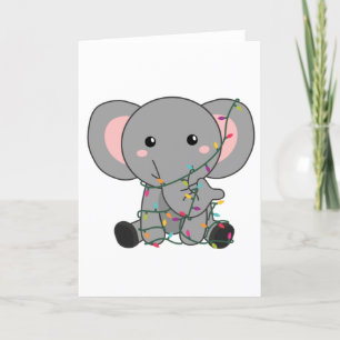 Cartão De Festividades Elefante Natal Neve Inverno Animais Elefantes