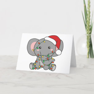 Cartão De Festividades Elefantes de Natal Elephants Holida