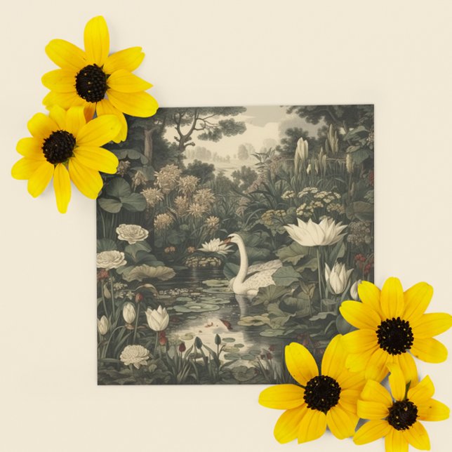 Cartão De Festividades Elegância Botânica - Cisne na Floresta (Criador carregado)