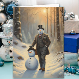 Cartão De Festividades Elegância Congelante Boneco de Neve Profissional