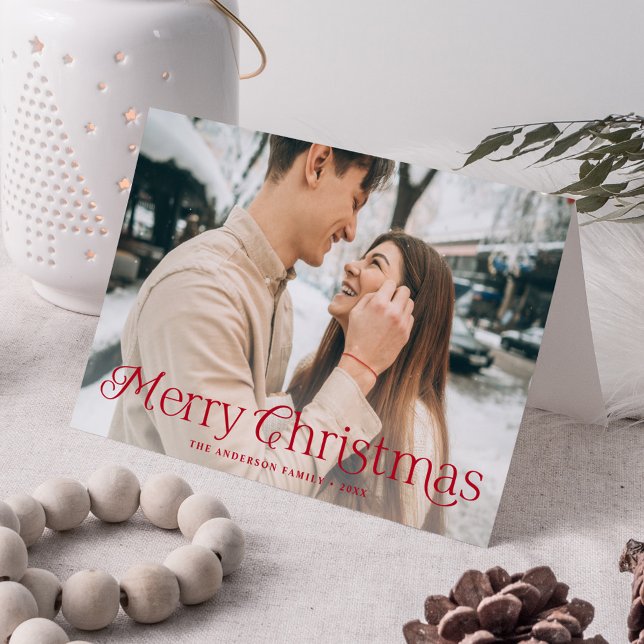 Cartão De Festividades Elegância Festiva Vermelho Feliz Natal Foto (Criador carregado)