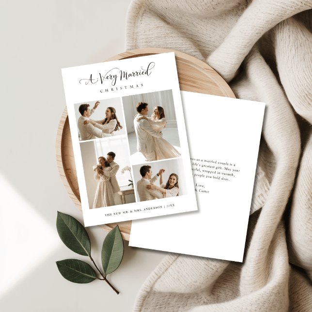 Cartão De Festividades Elegant A Very Married Christmas Script 4 Photo (Criador carregado)