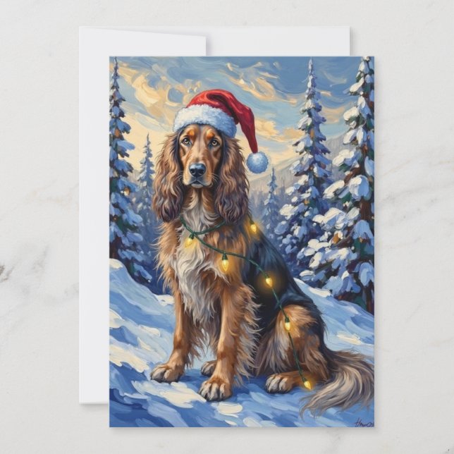 Cartão De Festividades Elegant Afghan Hound Winter Wonderland Christmas (Frente)