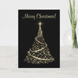 Cartão De Festividades Elegant Black and Gold Christmas Card