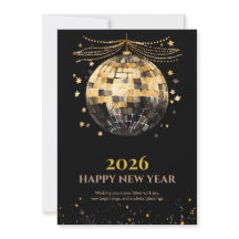 Elegant Black and Gold New Year Greeting Card