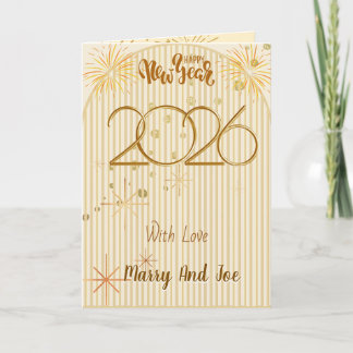 Cartão De Festividades Elegant Black Gold Happy New Year 2026 Greeting 