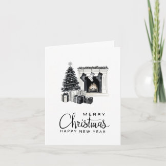 Cartão De Festividades Elegant Black Merry Christmas Greeting Card