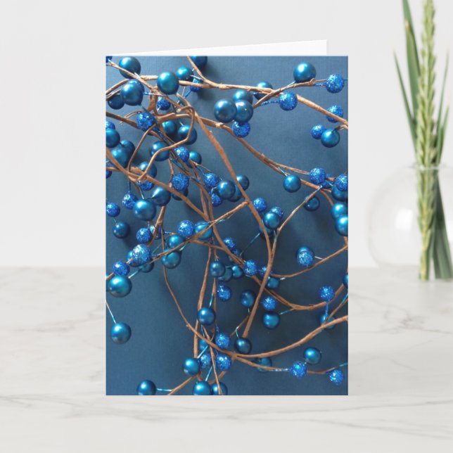 Cartão De Festividades Elegant Blue Christmas Winter Greeting Card (Frente)