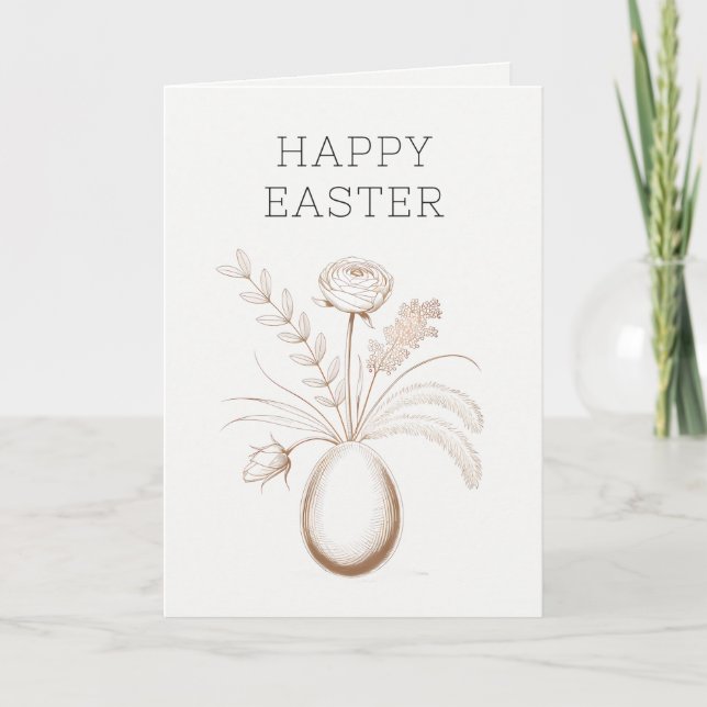 Cartão De Festividades Elegant Botanical Easter Holiday Greeting Card (Frente)