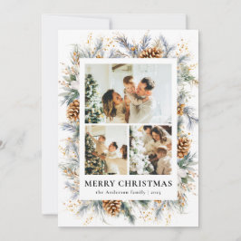 Cartão De Festividades Elegant Botanical Photo Frame Merry Christmas