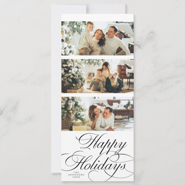 Cartão De Festividades Elegant Calligraphy Script Photo Collage Christmas (Frente)