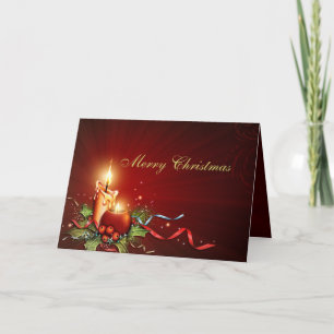 Cartão De Festividades Elegant Candlelight & Ribbon Christmas Card