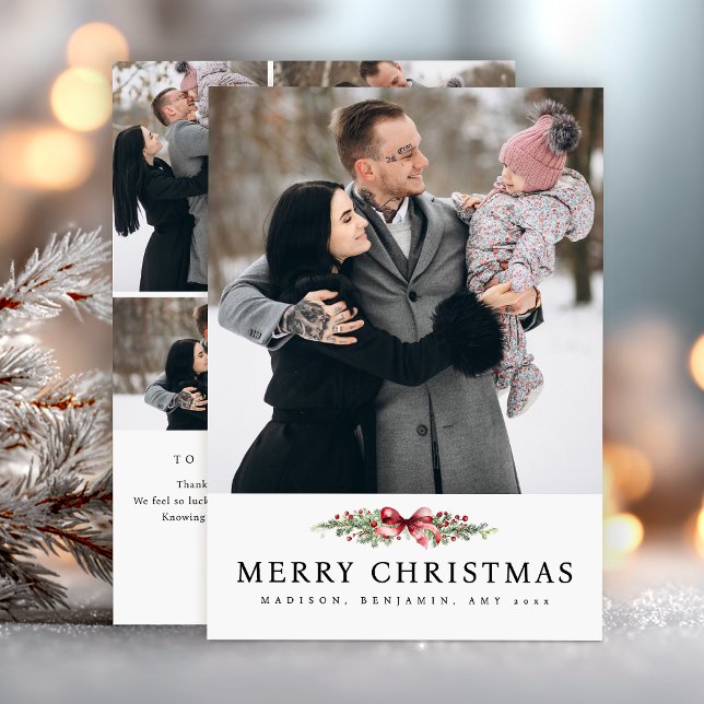 Cartão De Festividades Elegant Christmas Photo Collage Simple  (Criador carregado)