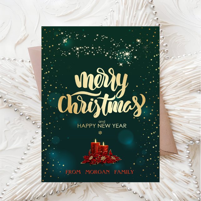 Cartão De Festividades Elegant Christmas Red Candles (Criador carregado)