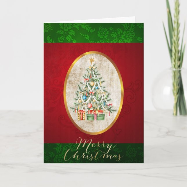 Cartão De Festividades Elegant Christmas Tree Card (Frente)