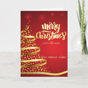 Cartão De Festividades Elegant Christmas Tree Gold Stars