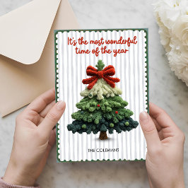 Cartão De Festividades Elegant Christmas tree non photo green blue