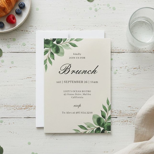 Cartão De Festividades Elegant Classic Brunch Invitation (Criador carregado)
