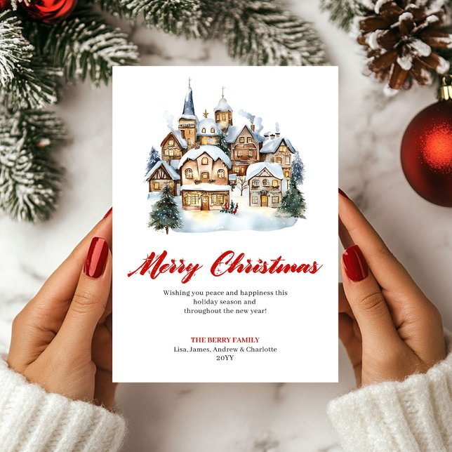 Cartão De Festividades Elegant Classic Christmas Scene Greeting Card (Elegant Classic Christmas Scene Greeting Card)