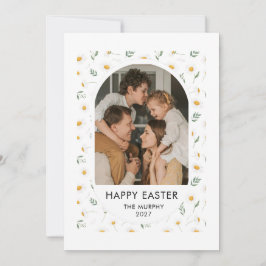 Cartão De Festividades Elegant Colorful Oval Floral Easter Family Photo