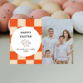 Cartão De Festividades Elegant Coral & Cream Pattern  Happy Easter Photo