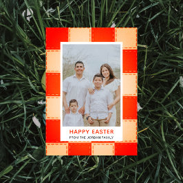 Cartão De Festividades Elegant Coral & Cream Pattern Happy Easter Photo