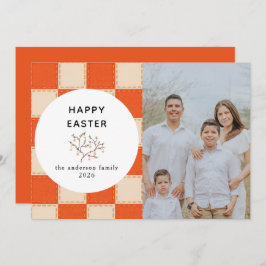 Cartão De Festividades Elegant Coral & Cream Pattern  Happy Easter Photo
