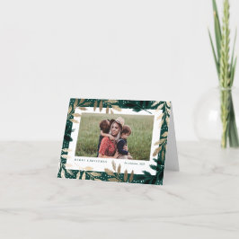 Cartão De Festividades Elegant Dourado Branches 3 Foto Natal