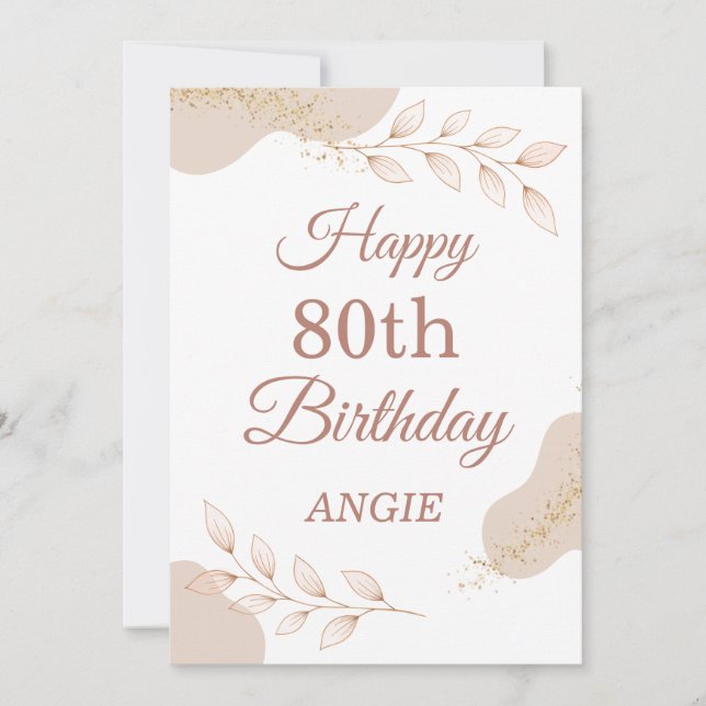 Cartão De Festividades Elegant Dusty Rose Gold 80th Birthday Card (Frente)
