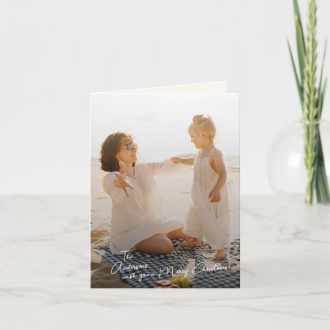 Cartão De Festividades Elegant Family Big One Photo Folded (Frente)