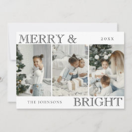 Cartão De Festividades Elegant Family Photo | Merry and Bright Christmas