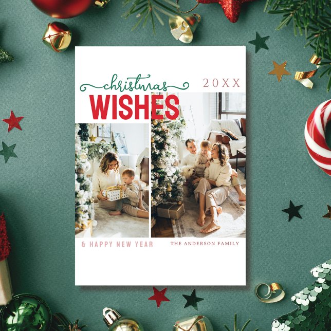 Cartão De Festividades Elegant family photo merry christmas Card (Criador carregado)