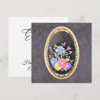 Cartão De Festividades Elegant Gold Botanical Frame & Watercolor Florals
