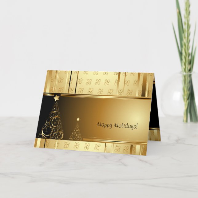Cartão De Festividades Elegant Gold Christmas Greeting Cards (Frente)