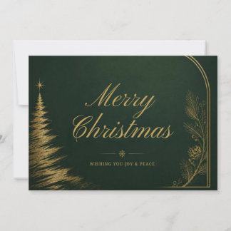 Cartão De Festividades Elegant Gold & Emerald Green Christmas Card
