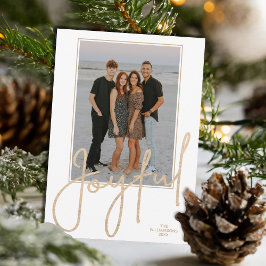 Cartão De Festividades Elegant Gold JOYFUL Script Photo Christmas