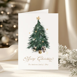Cartão De Festividades Elegant Golden Script Christmas tree Holiday Card