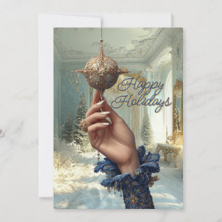 Cartão De Festividades Elegant Hand & Ornament Holiday Card