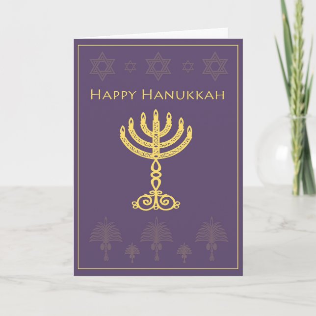 Cartão De Festividades Elegant happy hanukkah card (Frente)