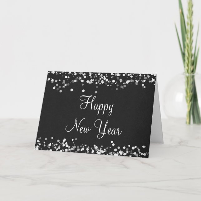 Cartão De Festividades Elegant Happy New Year Greeting Card (Frente)