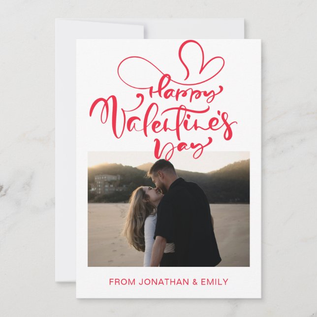 Cartão De Festividades Elegant Hearts Happy Valentine's Day 1 Photo (Frente)