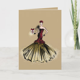 Cartão De Festividades Elegant Lady in Gold